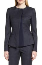 Women's Boss Jadela Check Wool Suit Jacket R - Blue