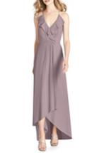 Women's Jenny Packham Ruffle Neck Chiffon Gown - Pink