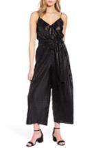 Women's Love, Fire Tie Waist Plisse Jumpsuit - Black