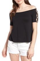 Women's Bp. Lace-up Sleeve Off The Shoulder Top