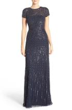 Women's Adrianna Papell Embellished Mesh Gown - Blue