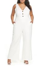 Women's Chelsea28 Button Front Jumpsuit (similar To 14w-16w) - White