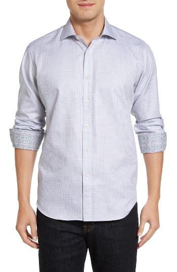 Men's Bugatchi Classic Fit Houndstooth Sport Shirt - Metallic