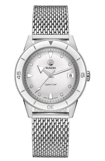 Women's Rado Hyperchrome Captain Cook Diamond Mesh Bracelet Watch, 37.3mm