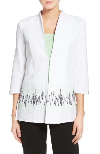 Women's Ming Wang Border Stitch Knit Jacket
