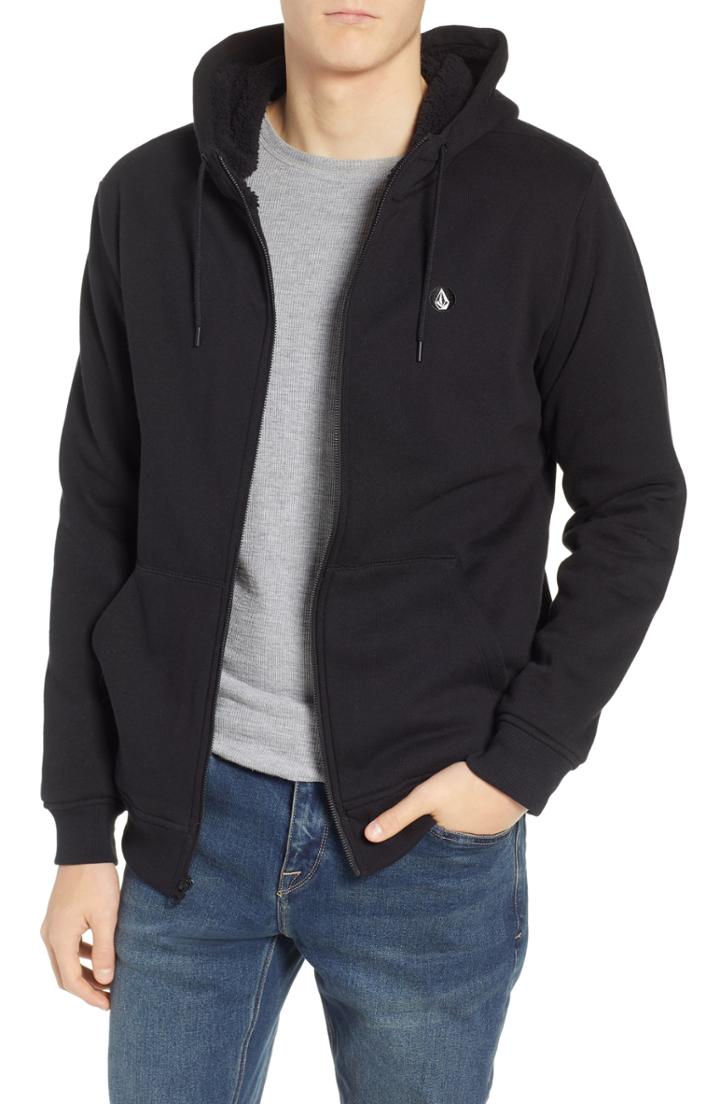 Men's Volcom Single Stone Zip Hoodie - Black