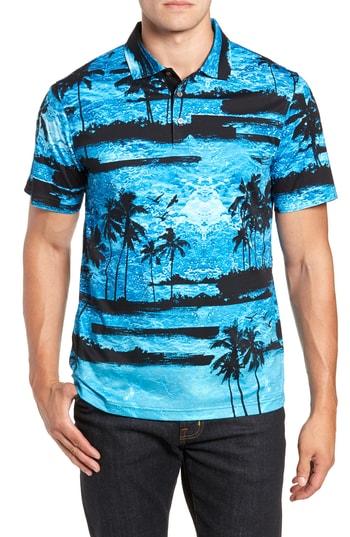 Men's Bugatchi Print Polo - Purple