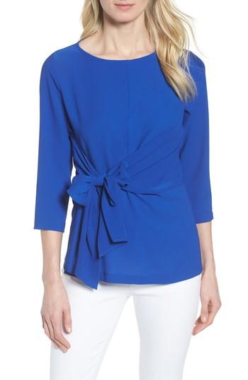 Women's Gibson Tie Front Crepe Top - Blue