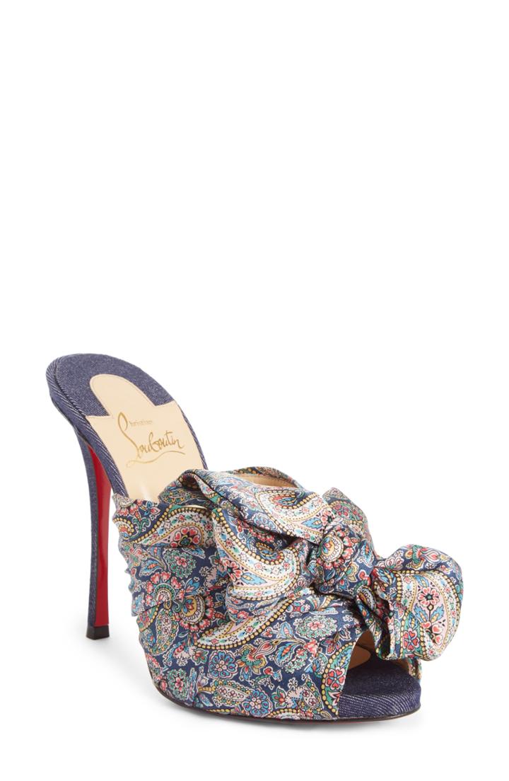 Women's Christian Louboutin Moniquissima Paisley Platform Sandal Us / 36eu - Blue