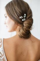 Brides & Hairpins Ameenah Floral Crystal Pin, Size - Metallic