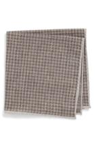 Men's Eleventy Houndstooth Wool & Cotton Pocket Square, Size - Blue