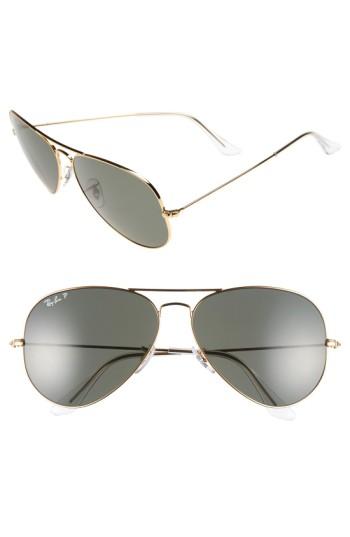 Men's Ray-ban 'aviator' Polarized 62mm Sunglasses - Gold