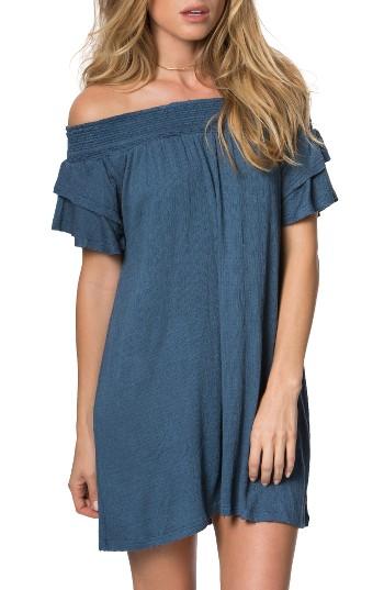 Women's O'neill Augustina Off The Shoulder Dress - Blue