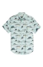 Men's J.crew Sailfish Fish Print Sport Shirt, Size - Blue