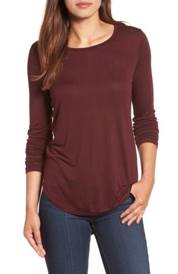 Women's Halogen Shirttail Tee - Burgundy