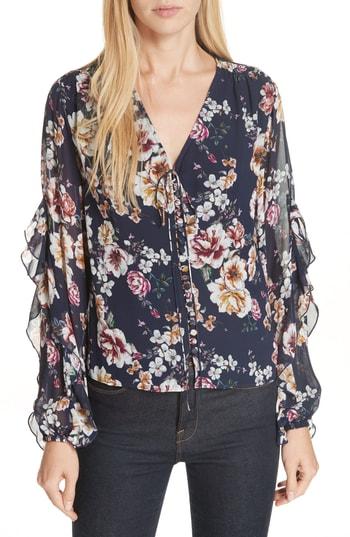 Women's Nicholas Garden Rose Silk Blouse - Blue