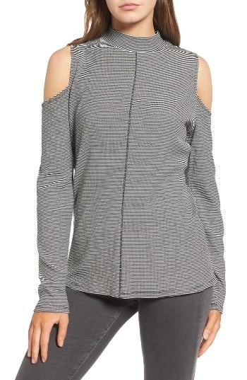Women's Trouve Stripe Cold Shoulder Top