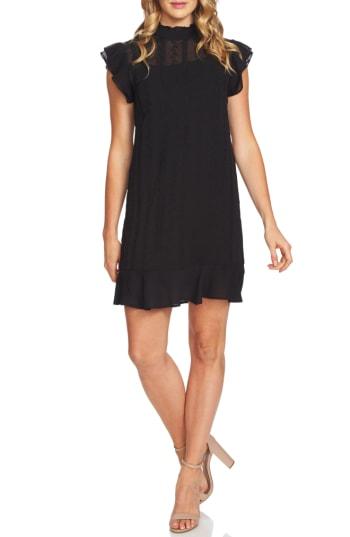 Women's Cece Yuru Stripe Ruffled Shift Dress - Black