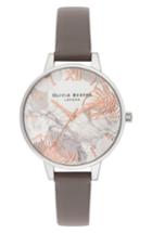 Women's Olivia Burton Abstract Floral Leather Strap Watch, 34mm