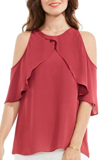 Women's Vince Camuto Cold Shoulder Ruffled Blouse - Red