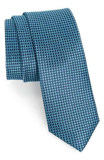 Men's Nordstrom Men's Shop Colombo Neat Silk Tie, Size - Blue