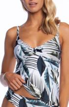 Women's La Blanca Tie Front Tankini Top - Blue