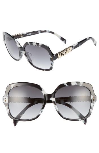 Women's Moschino 57mm Oversized Polarized Sunglasses - Black Havana