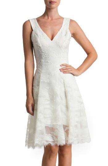 Women's Dress The Population Maya Woven Fit & Flare Dress - Ivory