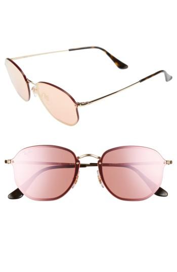 Women's Ray-ban 54mm Round Sunglasses - Gold/ Pink