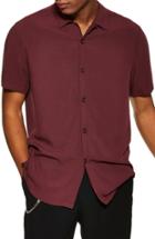 Men's Topman Revere Shirt - Burgundy