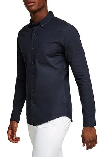 Men's Topman Oxford Shirt, Size - Blue
