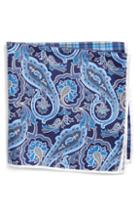 Men's Nordstrom Men's Shop Four-panel Silk Pocket Square, Size - Blue