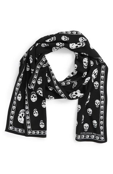 Women's Alexander Mcqueen Skull Print Silk Crepe Scarf