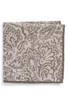 Men's Eleventy Paisley Wool & Cotton Pocket Square, Size - Grey