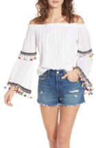 Women's Raga Coconut Cove Pompom Trim Off The Shoulder Top - Ivory