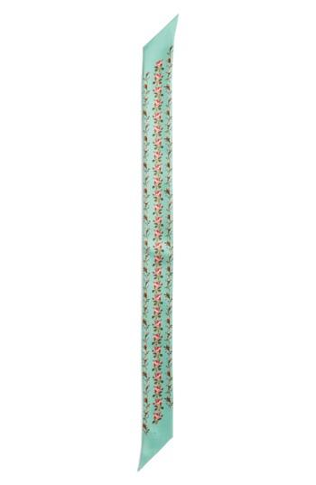 Women's Gucci Rose Print Silk Neck Scarf, Size - Blue