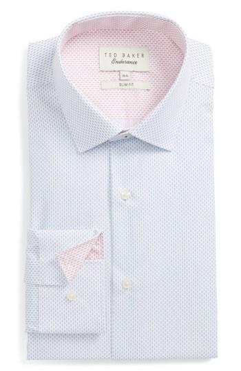 Men's Ted Baker London Endurance Barged Slim Fit Double Dot Dress Shirt .5 - Blue