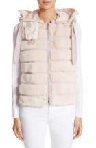 Women's Moncler Ametrine Wool & Cashmere Vest With Genuine Mink Fur Trim & Removable Hood