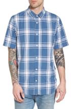 Men's Vans Mayfield Short Sleeve Plaid Shirt - Blue