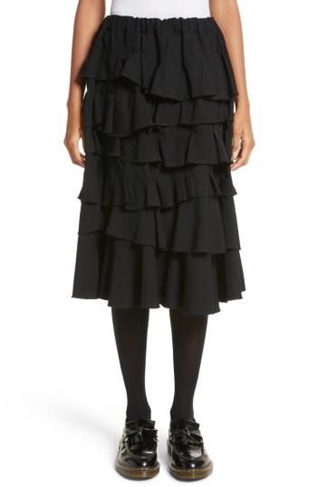 Women's Comme Des Garcons Ruffle Gabardine Skirt - Black