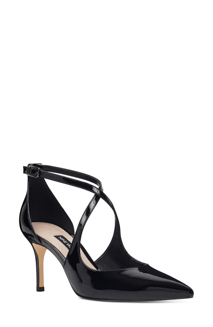 Women's Nine West Micael Cross Strap Patent Pump