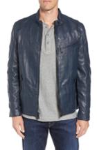 Men's Andrew Marc Quilted Leather Moto Jacket, Size - Blue