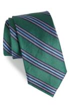 Men's The Tie Bar Rangel Stripe Silk & Linen Tie, Size X-long X-long - Green
