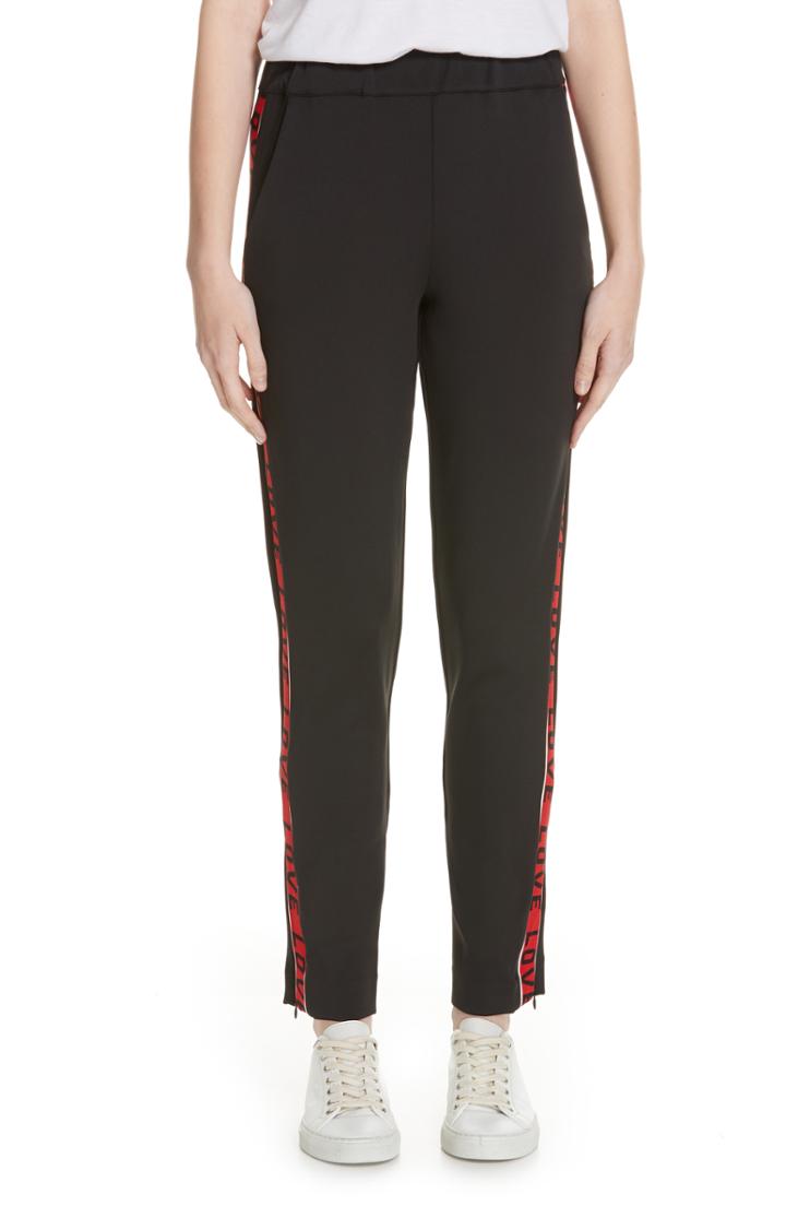 Women's Maje Love Side Stripe Satin Track Pants - Black