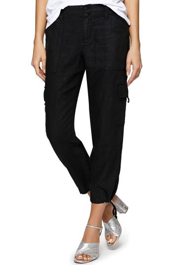 Women's Sanctuary Terrain Linen Crop Cargo Pants - Black