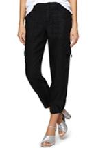 Women's Sanctuary Terrain Linen Crop Cargo Pants - Black