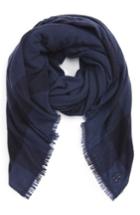 Women's Tory Burch Check Wool & Cashmere Scarf, Size - Blue