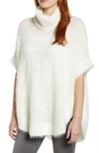 Women's Caslon Eyelash Knit Poncho Sweater /small - Ivory