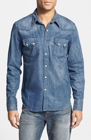 Levi's Sawtooth Denim Western Shirt Cloudy
