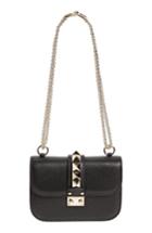 Valentino Rockstud - Small Lock Leather Crossbody Bag - Black